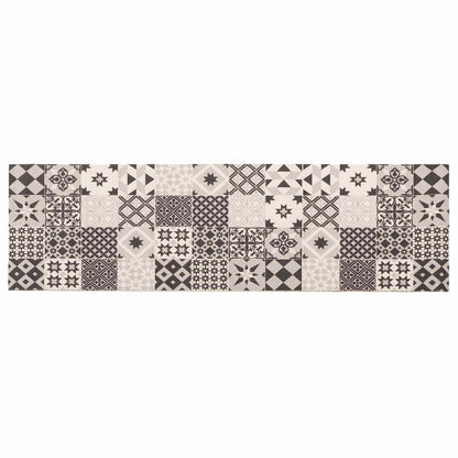 vidaXL Kitchen Rug Grey Mosaic 300 x 60 cm 100% Polyamide Washable 2