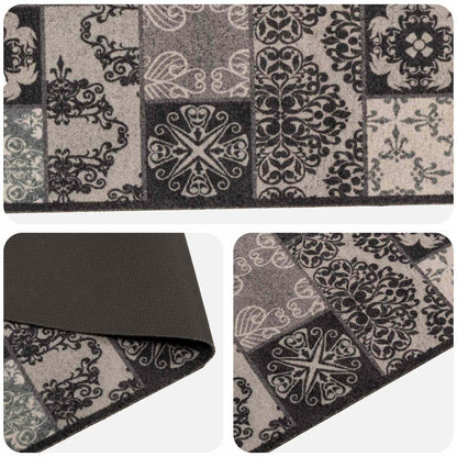 vidaXL Kitchen Rug Black Mosaic 300 x 60 cm 100% Polyamide Washable 3