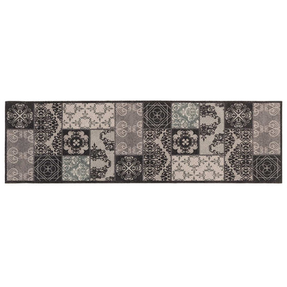 vidaXL Kitchen Rug Black Mosaic 300 x 60 cm 100% Polyamide Washable 2