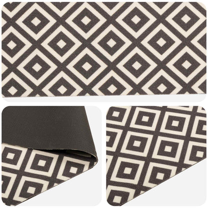 vidaXL Kitchen Rug Grey and White Diamonds 300 x 60 cm 100% Polyamide 3