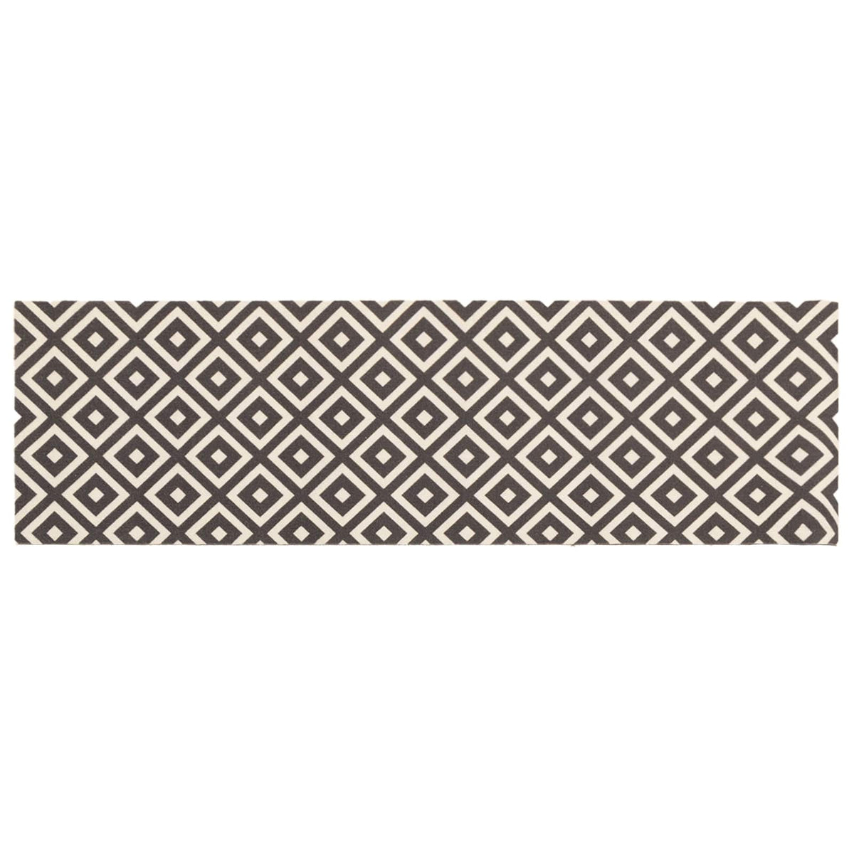 vidaXL Kitchen Rug Grey and White Diamonds 300 x 60 cm 100% Polyamide 2