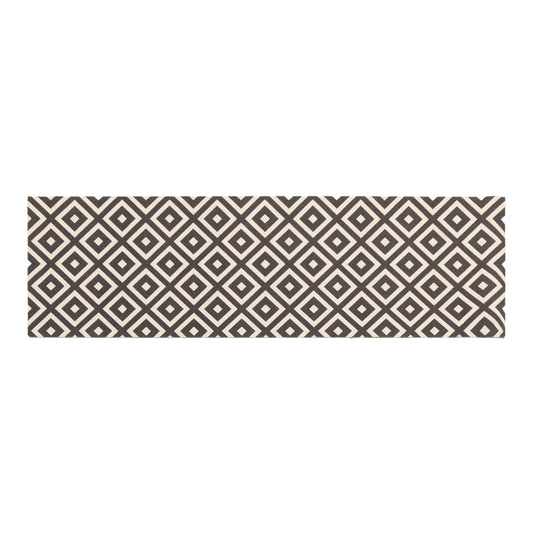 vidaXL Kitchen Rug Grey and White Diamonds 300 x 60 cm 100% Polyamide 2