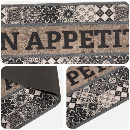 vidaXL Kitchen Rug Grey Bon Appetit 300 x 60 cm 100% Polyamide 3