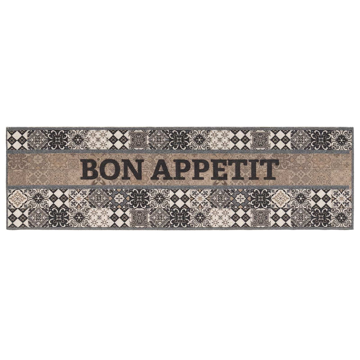 vidaXL Kitchen Rug Grey Bon Appetit 300 x 60 cm 100% Polyamide 2