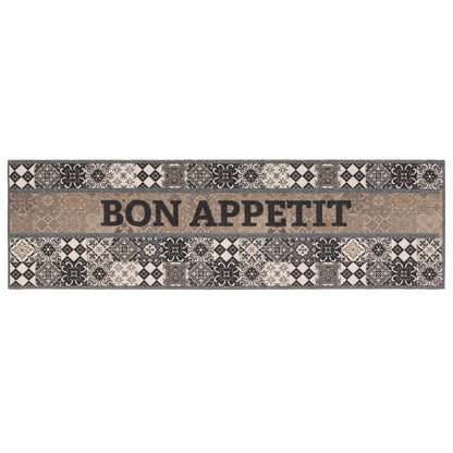 vidaXL Kitchen Rug Grey Bon Appetit 300 x 60 cm 100% Polyamide 2