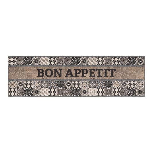 vidaXL Kitchen Rug Grey Bon Appetit 300 x 60 cm 100% Polyamide 2