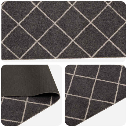vidaXL Kitchen Rug Anthracite Checked 300 x 60 cm 100% Polyamide 3