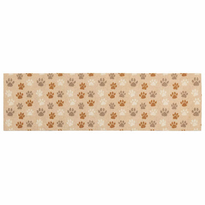 vidaXL Kitchen Rug Beige Paws 300 x 60 cm 100% Polyamide Washable 2