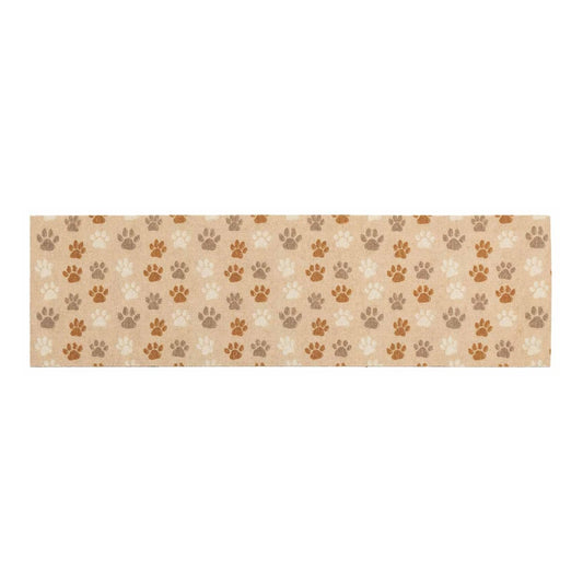 vidaXL Kitchen Rug Beige Paws 300 x 60 cm 100% Polyamide Washable 2