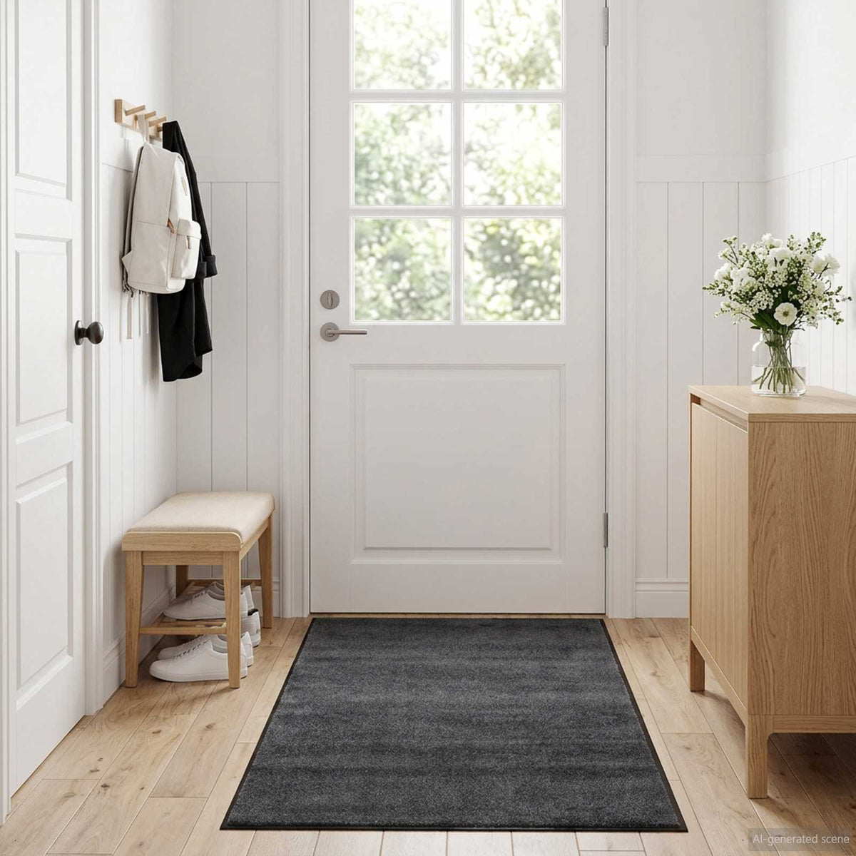 vidaXL Doormat Light Grey 150 x 90 cm 100% Polyamide Washable 1