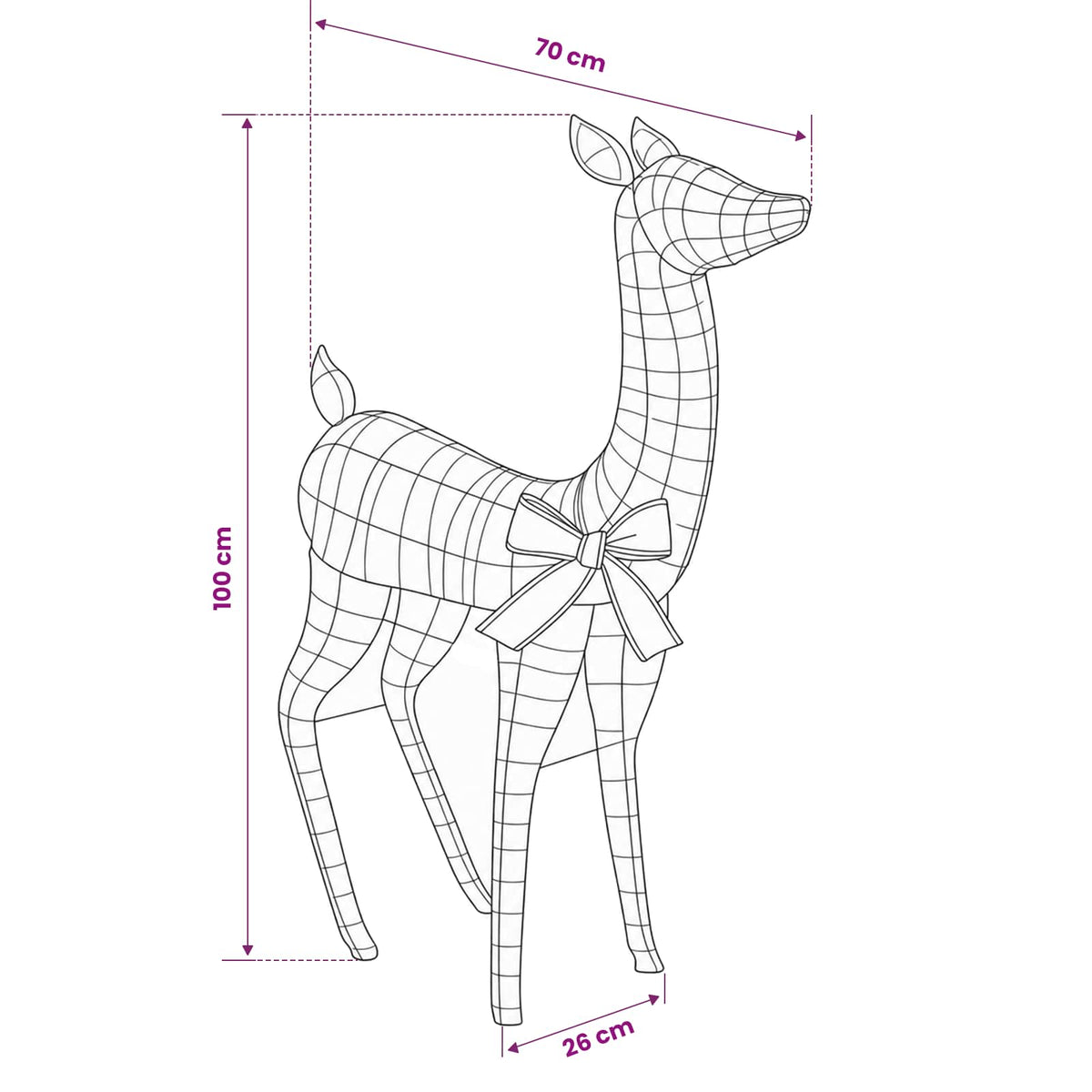 3D Christmas Reindeer LOVIISA 110 LEDs Warm White Width 70 cm Gold PET