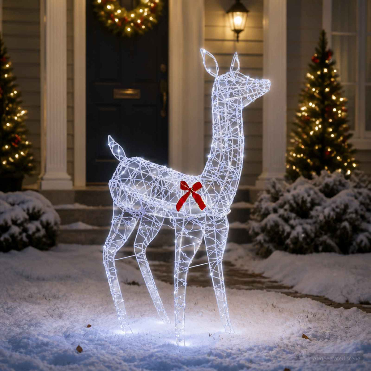 3D Christmas Reindeer LOVIISA 110 LEDs Warm White Width 70 cm Transparent string