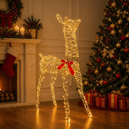 3D Christmas Reindeer LOVIISA 110 LEDs Warm White Width 70 cm Brown string