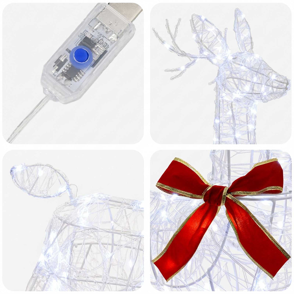 vidaXL 3D Christmas Reindeer LOVIISA 140 LEDs Cold White 5