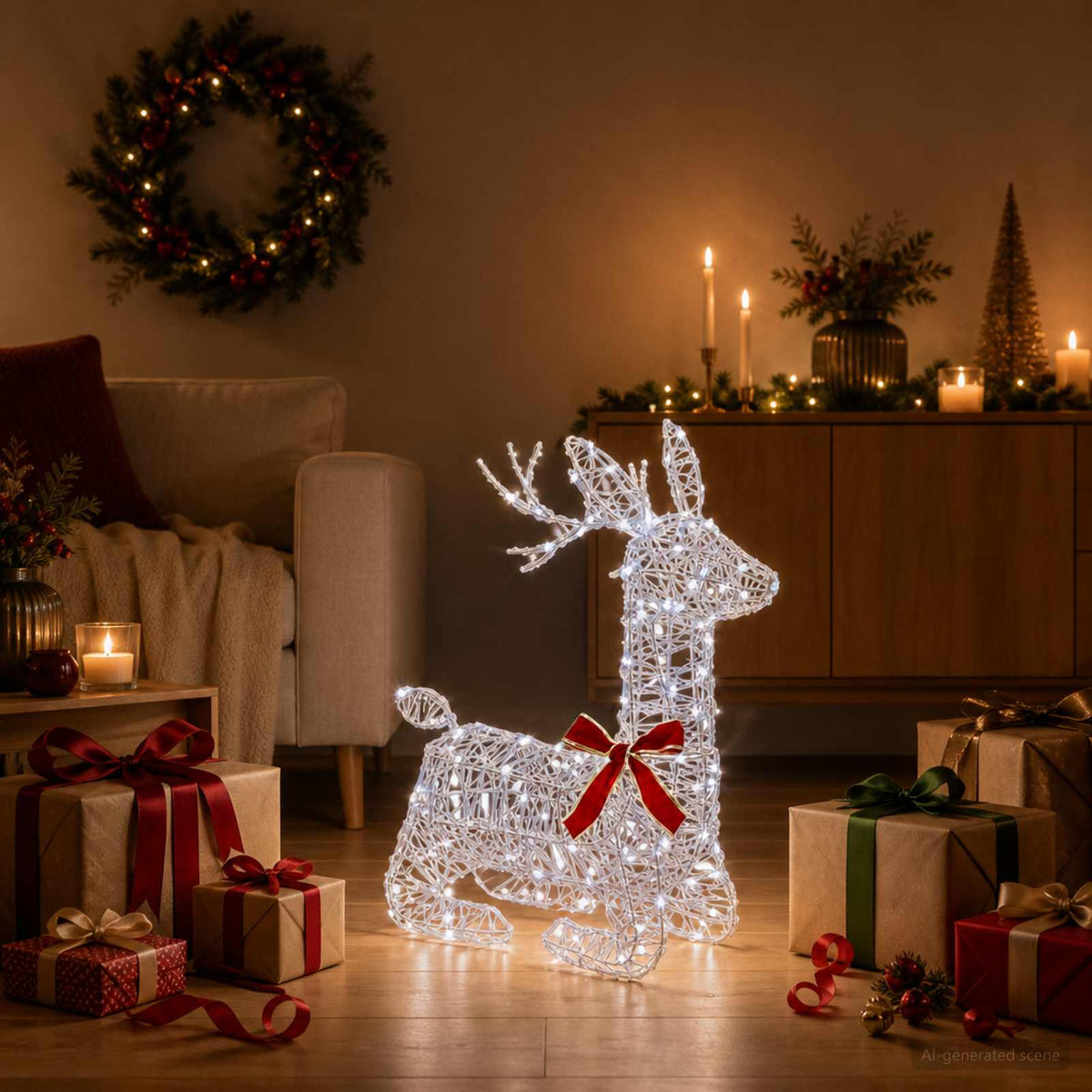 vidaXL 3D Christmas Reindeer LOVIISA 140 LEDs Cold White 1