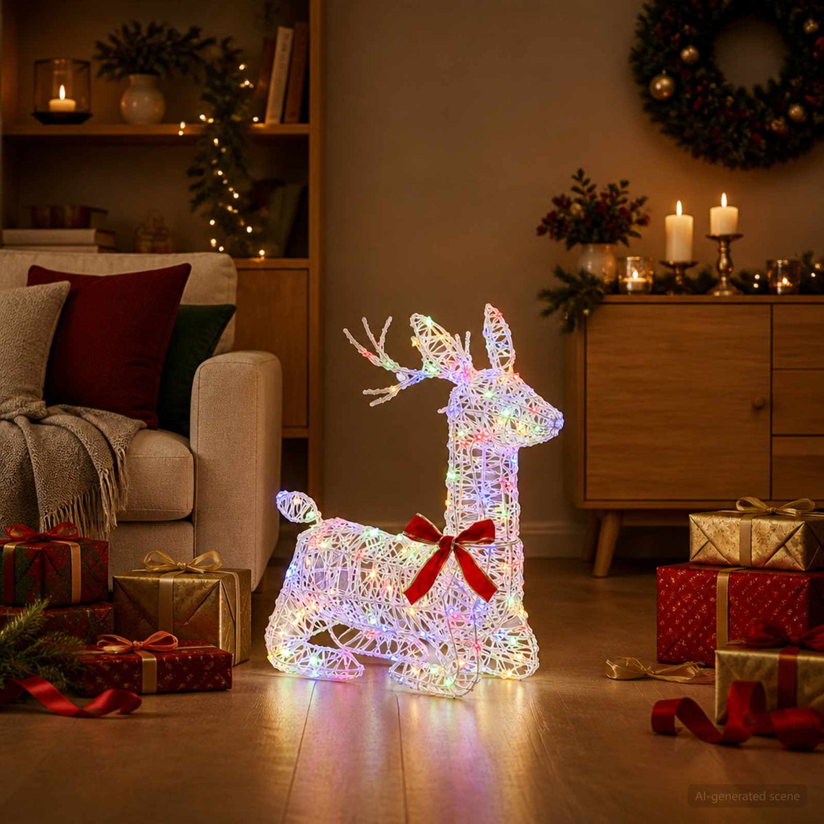 3D Christmas Reindeer LOVIISA 140 LEDs Multicolour