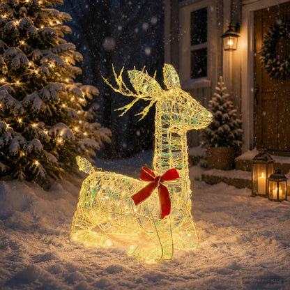 3D Christmas Reindeer LOVIISA 140 LEDs Warm White Iridescent PET