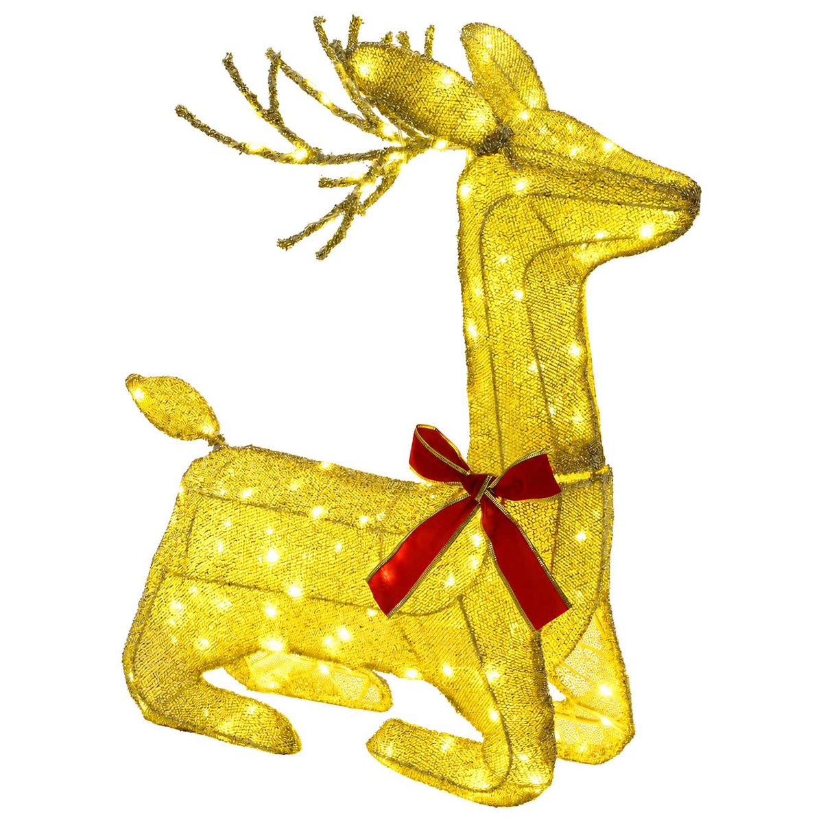 3D Christmas Reindeer LOVIISA 140 LEDs Warm White Gold fabric