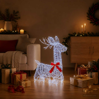 3D Christmas Reindeer LOVIISA 140 LEDs Warm White Transparent string