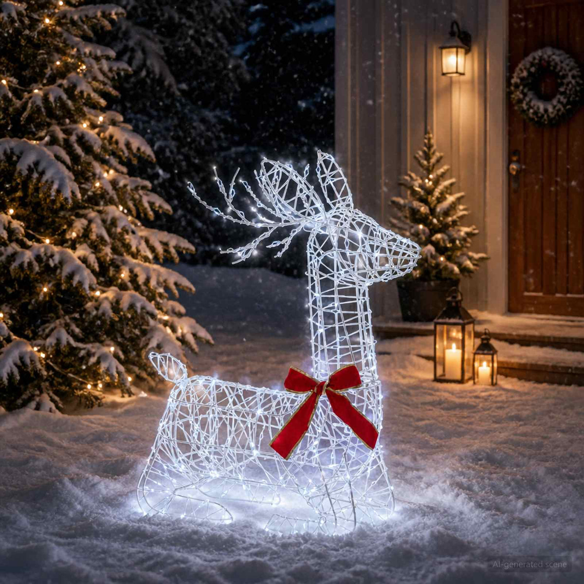 3D Christmas Reindeer LOVIISA 140 LEDs Warm White Transparent string