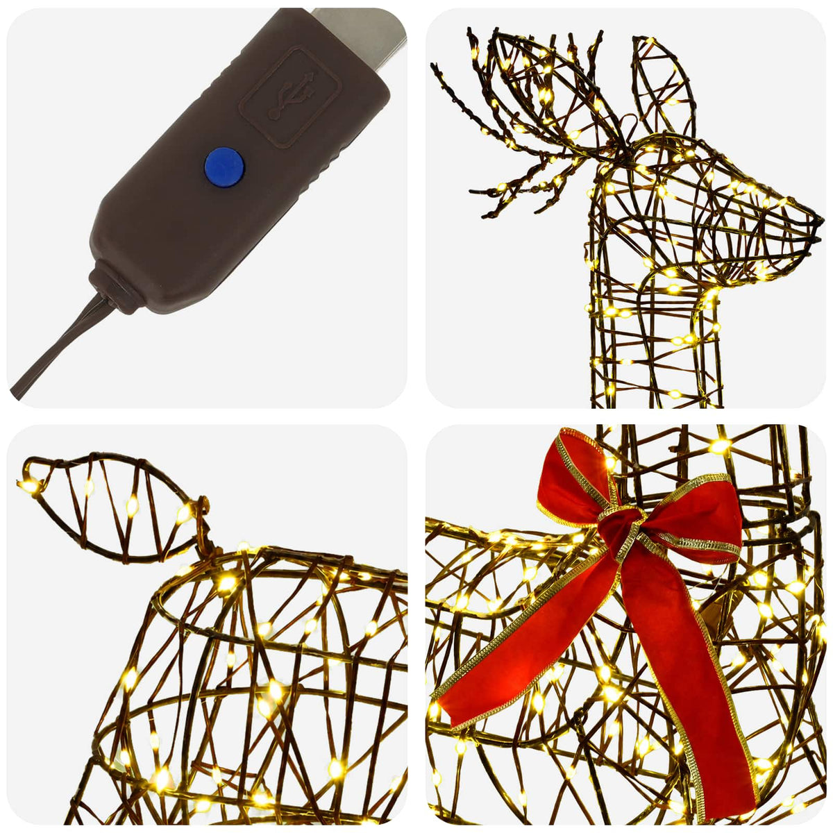 vidaXL 3D Christmas Reindeer LOVIISA 280 LEDs Warm White 5