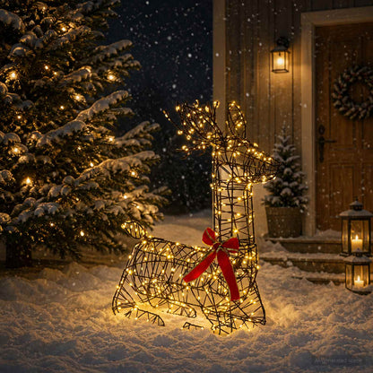 3D Christmas Reindeer LOVIISA 140 LEDs Warm White Brown string