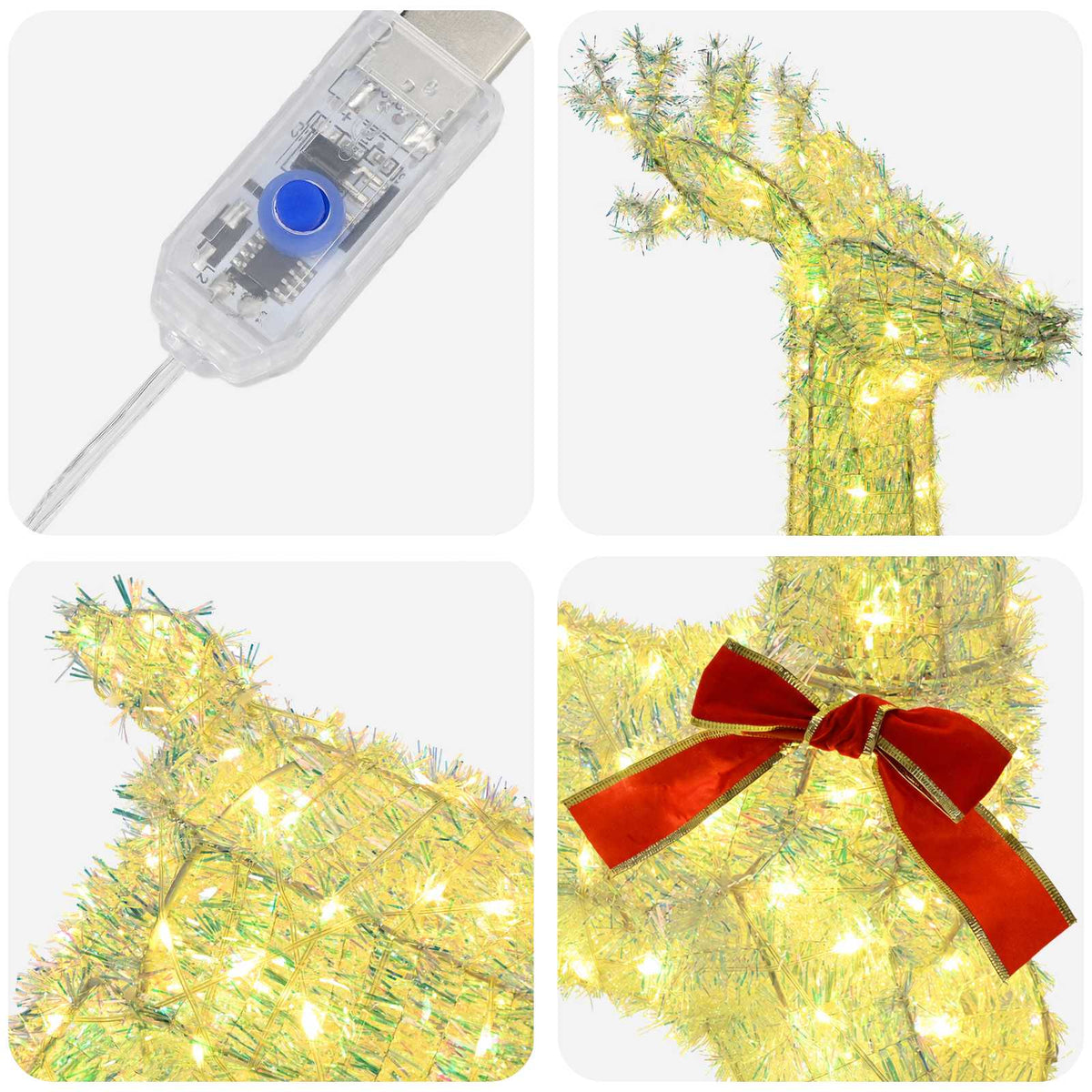 vidaXL 3D Christmas Reindeer LOVIISA 140 LEDs Warm White 5