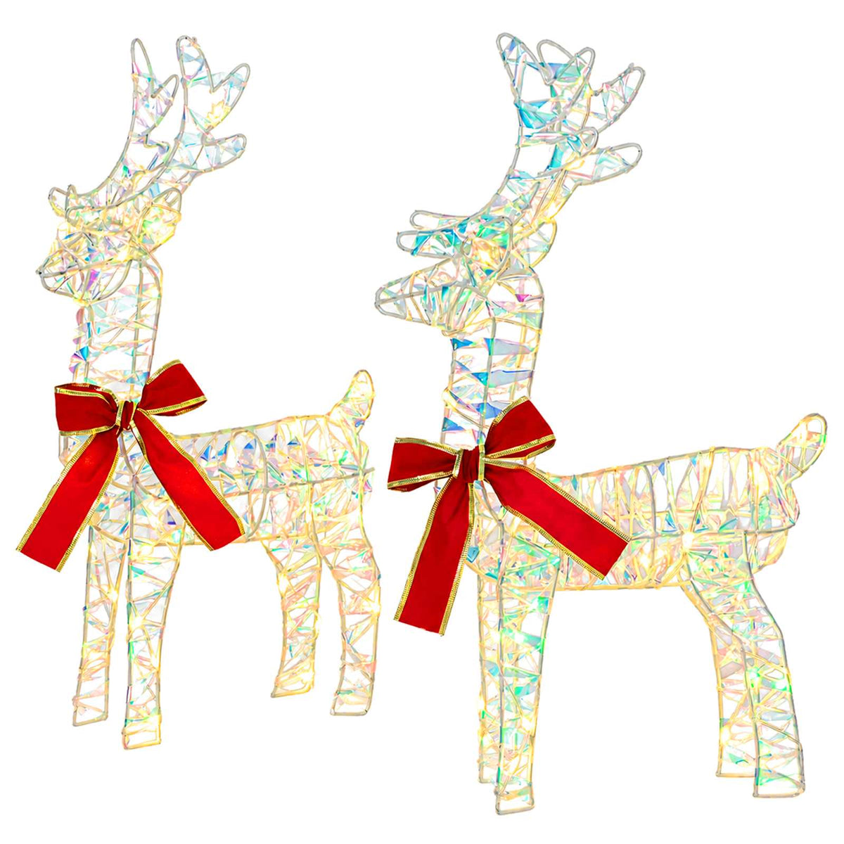 3D Christmas Reindeer LOVIISA 2 pcs 80 LEDs Warm White Iridescent PET