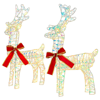 3D Christmas Reindeer LOVIISA 2 pcs 80 LEDs Warm White Iridescent PET