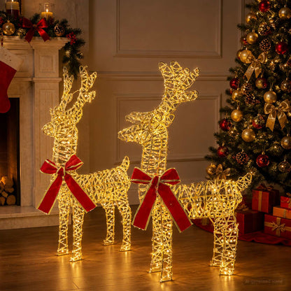 3D Christmas Reindeer LOVIISA 2 pcs 80 LEDs Warm White Gold PET