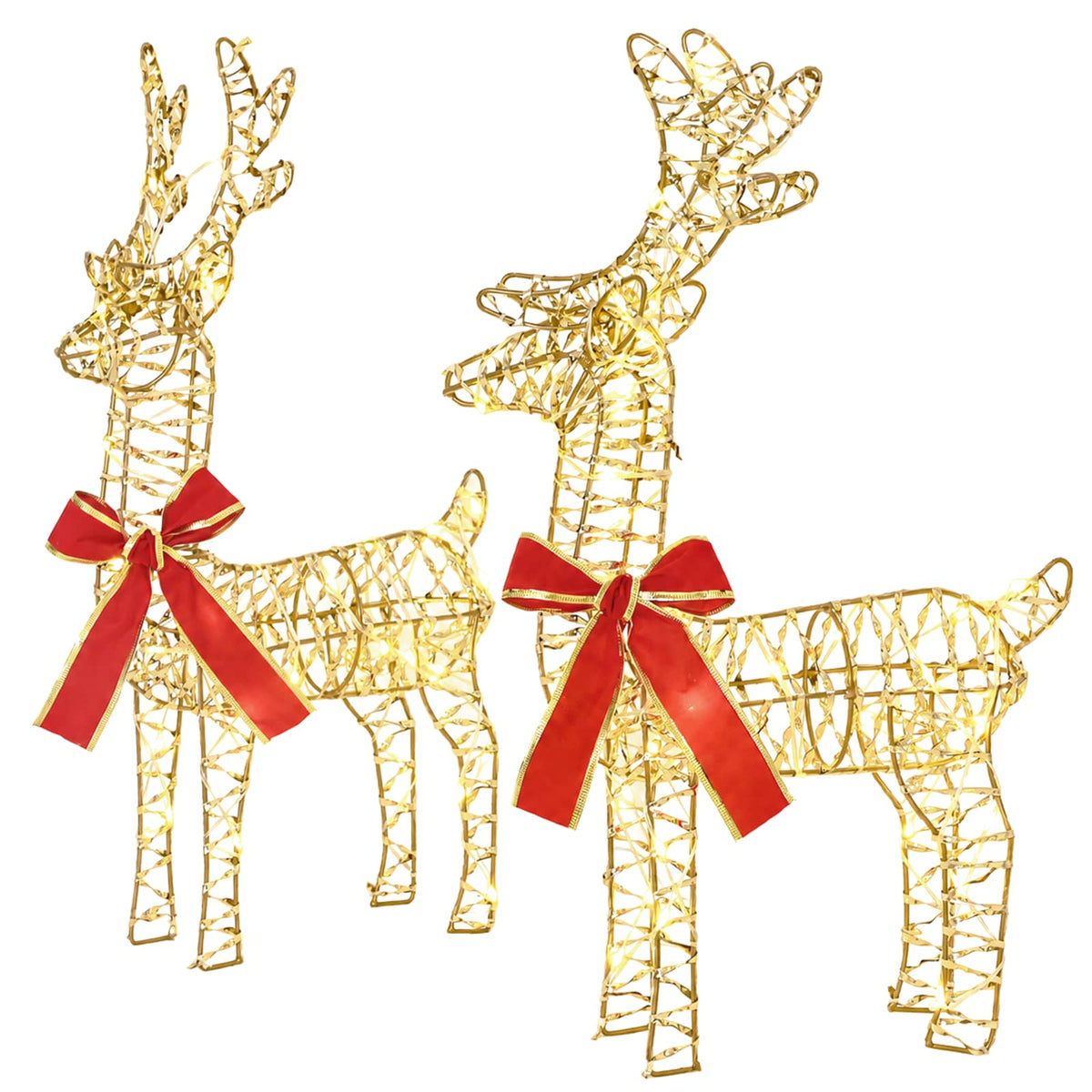 3D Christmas Reindeer LOVIISA 2 pcs 80 LEDs Warm White Gold PET