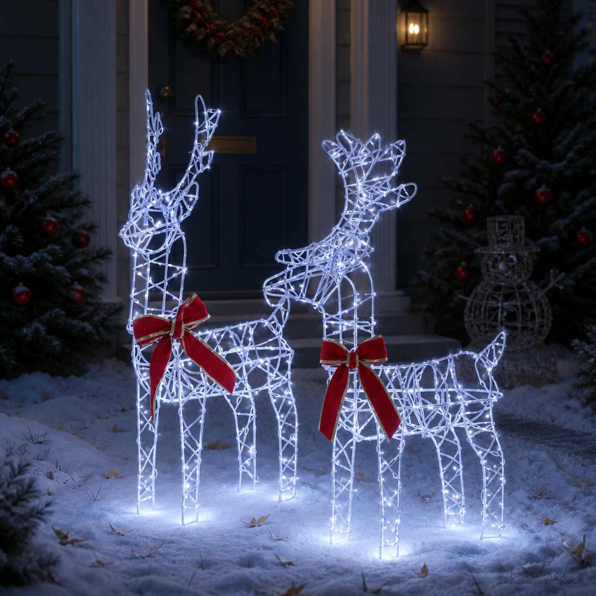 3D Christmas Reindeer LOVIISA 2 pcs 80 LEDs Warm White Transparent string