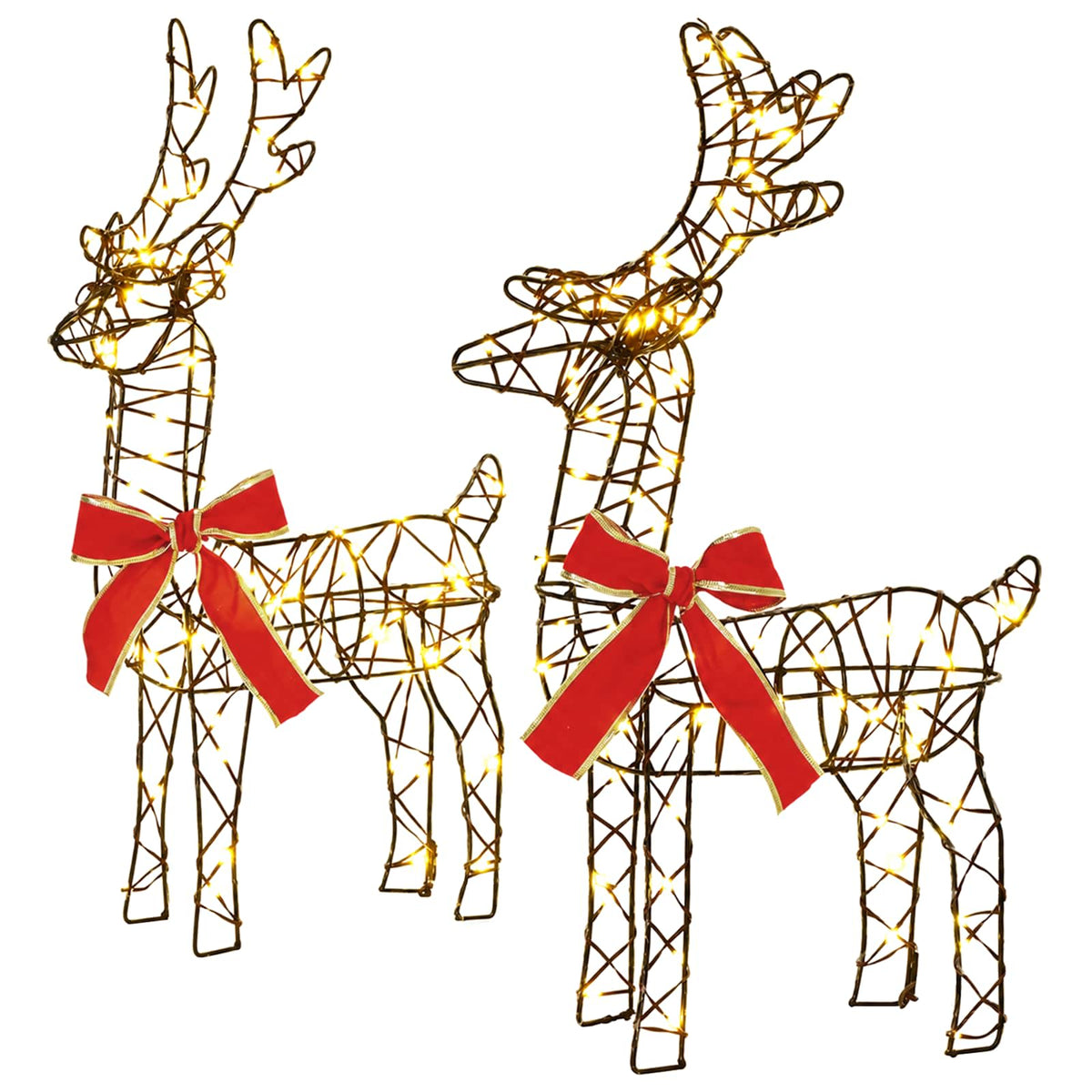 3D Christmas Reindeer LOVIISA 2 pcs 80 LEDs Warm White Brown string