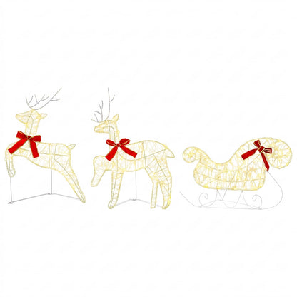 Christmas Reindeer with Sleigh 3 pcs 60 LEDs Warm white