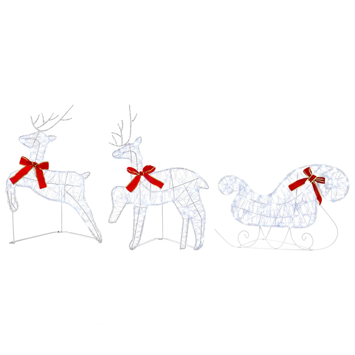 vidaXL Christmas Reindeer with Sleigh 3 pcs 60 LEDs Cold White 2