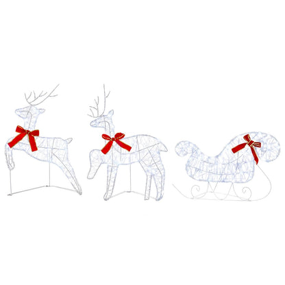 Christmas Reindeer with Sleigh 3 pcs 60 LEDs Cold white