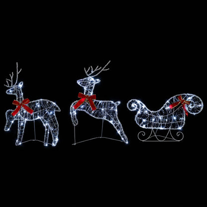 vidaXL Christmas Reindeer with Sleigh 3 pcs 60 LEDs Cold White 4