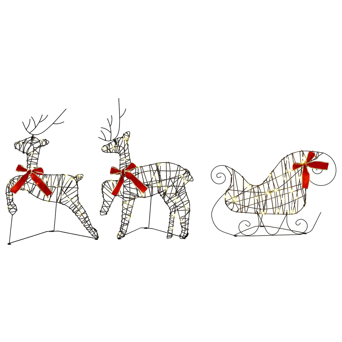 vidaXL Christmas Reindeer with sleigh 3 pcs 60 LEDs Warm White 2