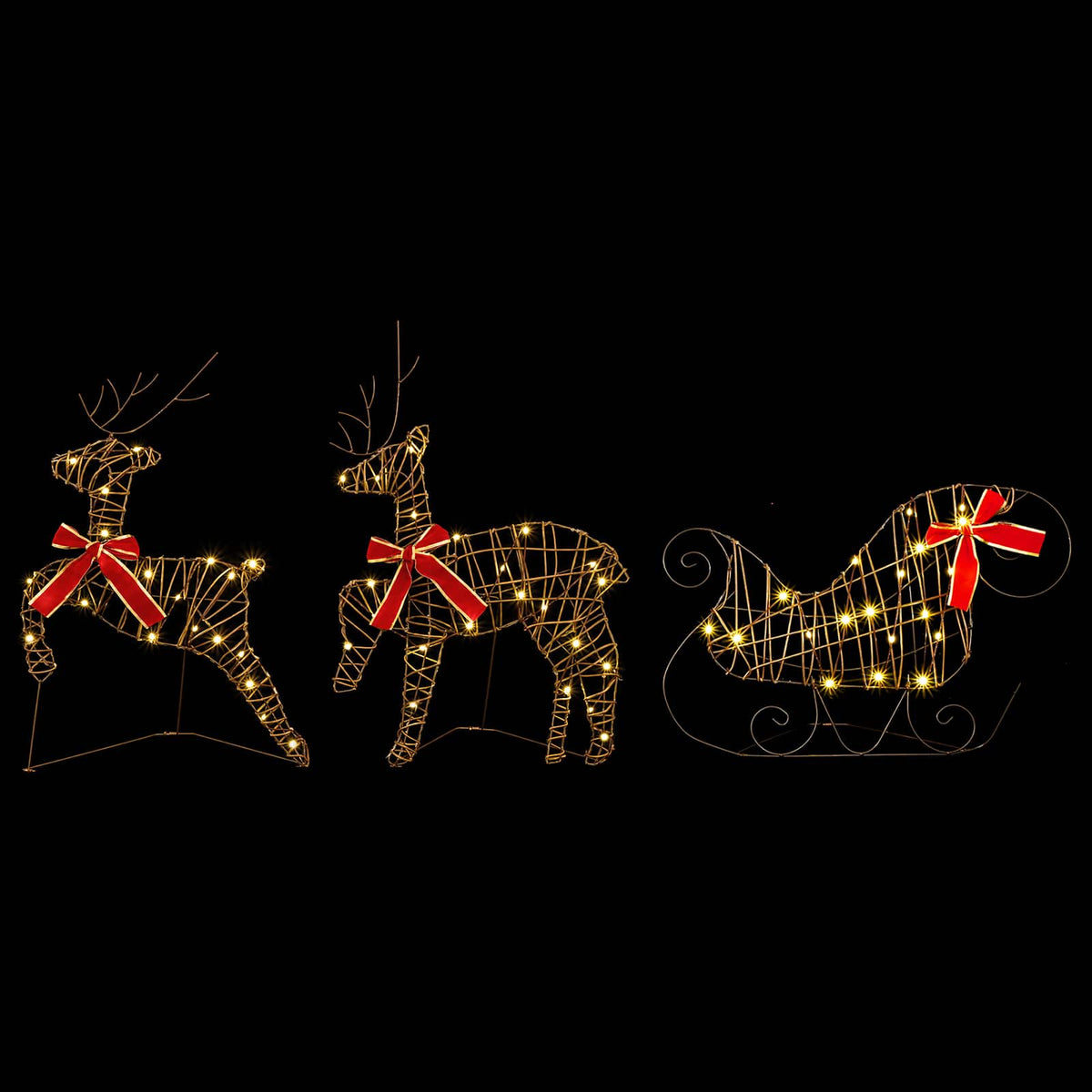vidaXL Christmas Reindeer with sleigh 3 pcs 60 LEDs Warm White 4