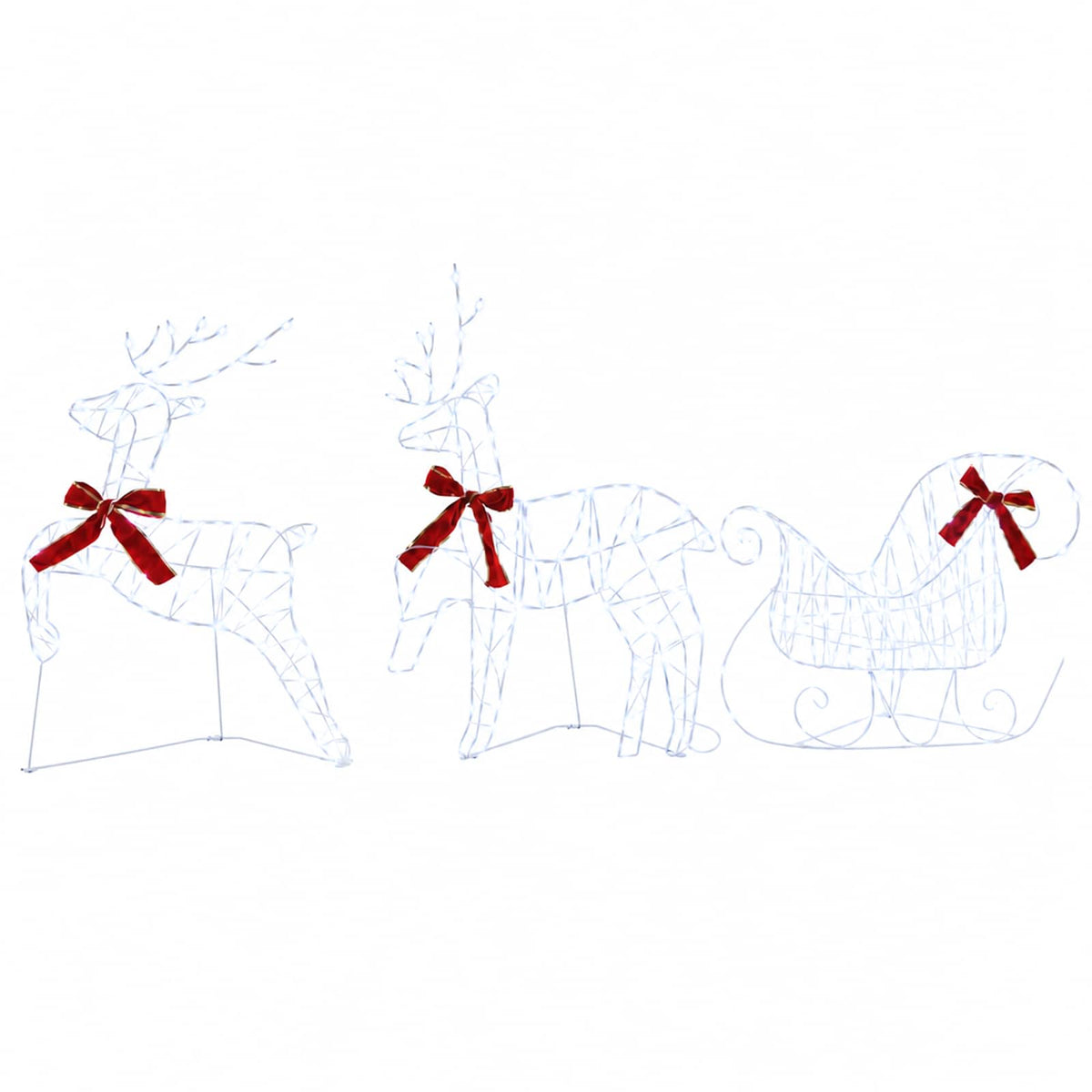 Christmas Reindeer with sleigh 60 LEDs Warm White Transparent string 3