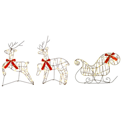 Christmas Reindeer with sleigh 60 LEDs Warm White Brown string 3