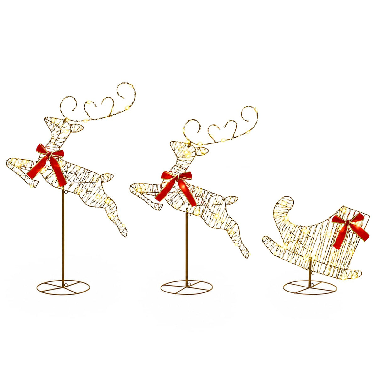 vidaXL Christmas Reindeer with Sleigh 3 pcs 72 LEDs Warm White 2