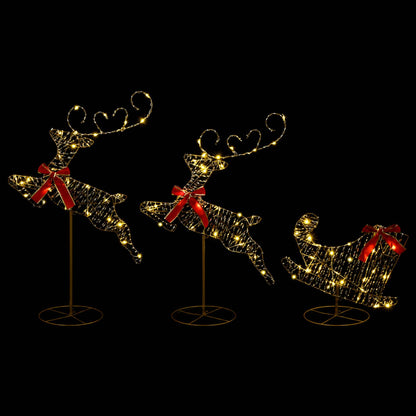 vidaXL Christmas Reindeer with Sleigh 3 pcs 72 LEDs Warm White 4