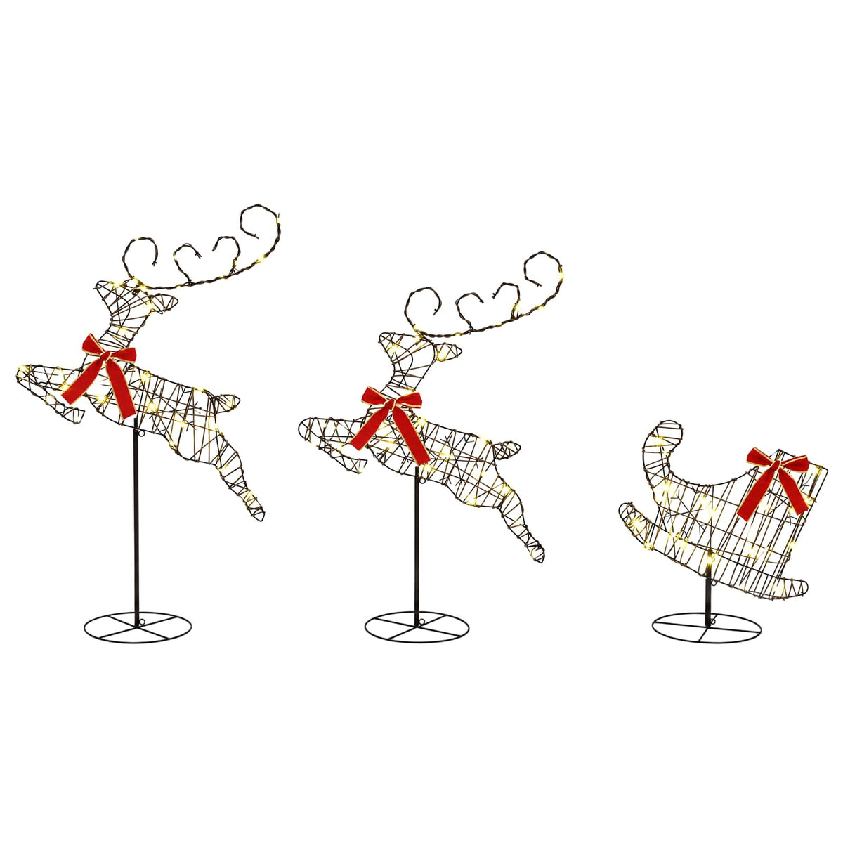 vidaXL Christmas Reindeer with Sleigh 3 pcs 72 LEDs Warm White 2
