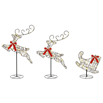 vidaXL Christmas Reindeer with Sleigh 3 pcs 72 LEDs Warm White 2