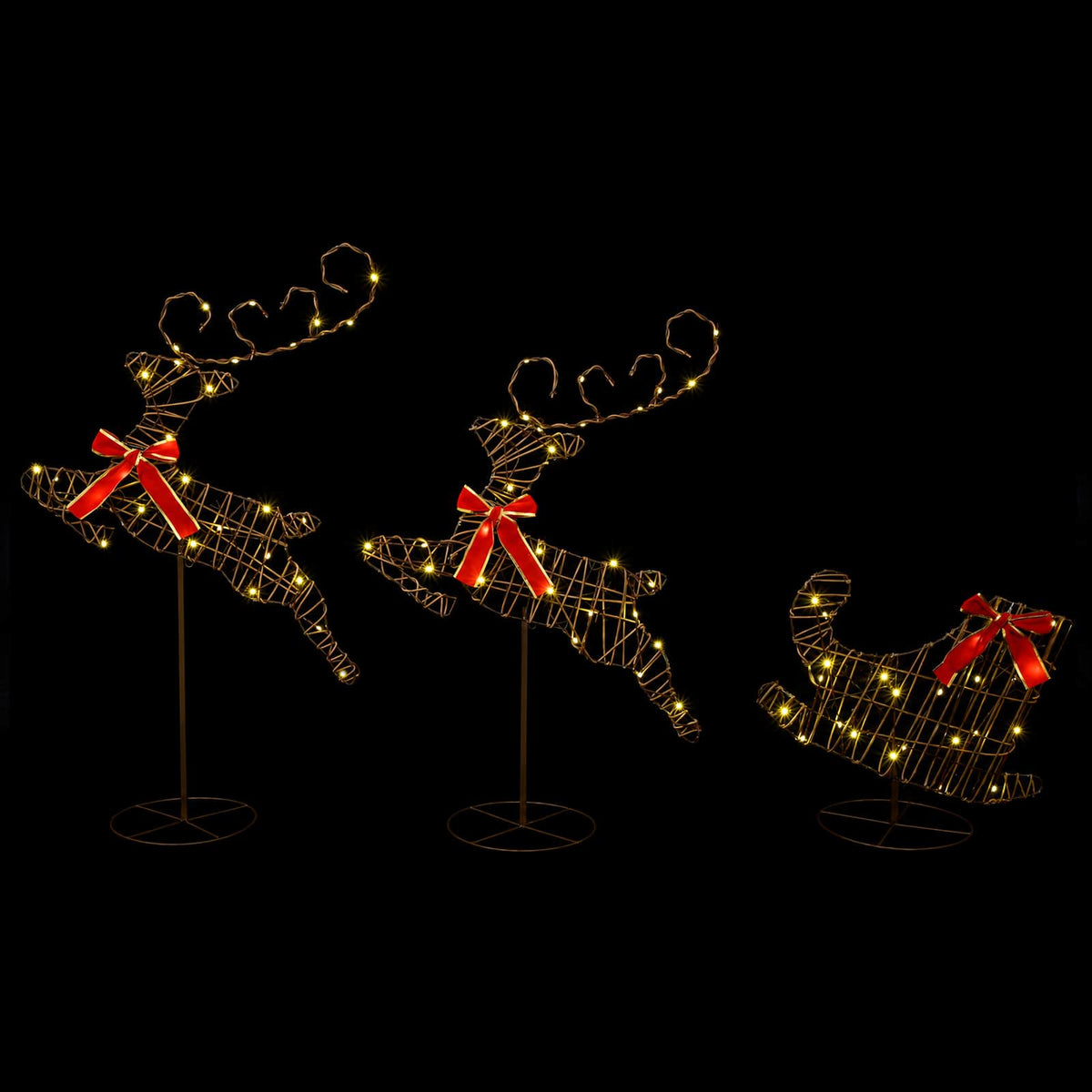 vidaXL Christmas Reindeer with Sleigh 3 pcs 72 LEDs Warm White 4