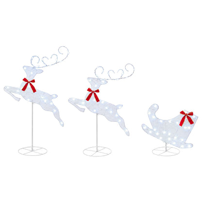 vidaXL Christmas Reindeer with Sleigh 3 pcs 72 LEDs Cold White 2