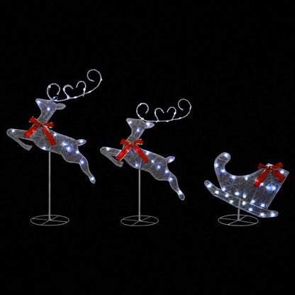 vidaXL Christmas Reindeer with Sleigh 3 pcs 72 LEDs Cold White 4