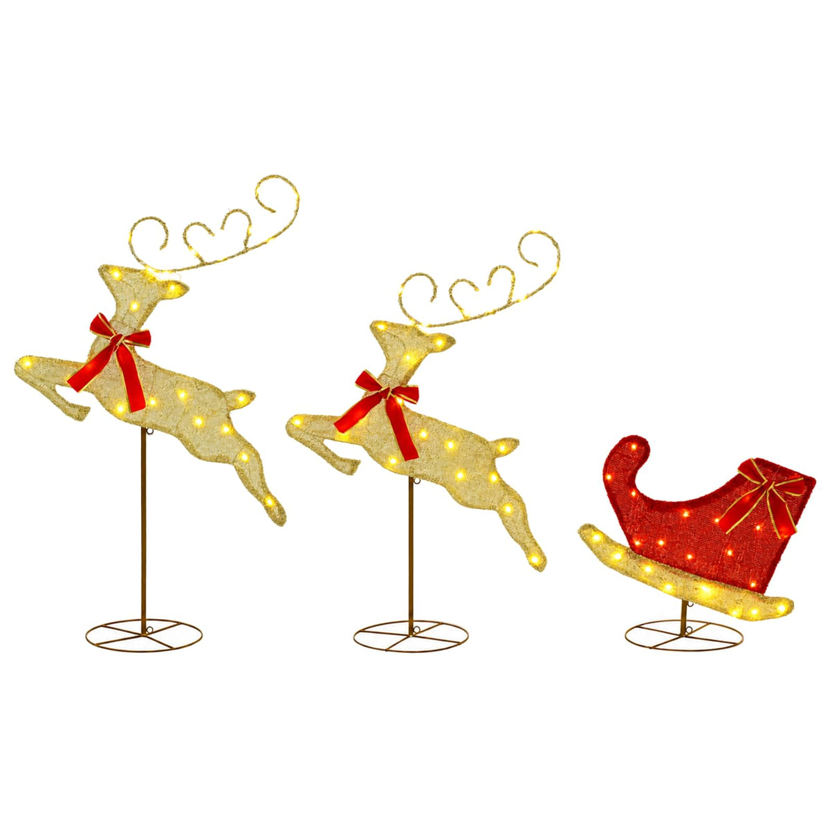 vidaXL Christmas Reindeer with Sleigh 3 pcs 72 LEDs Warm White 2