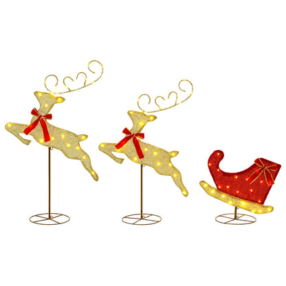 vidaXL Christmas Reindeer with Sleigh 3 pcs 72 LEDs Warm White 2